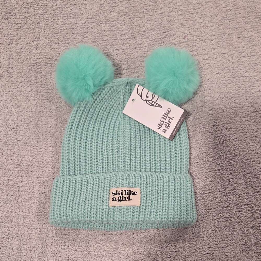 Mint Green Pom-Pom Beanie